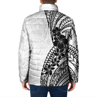 Black White Polynesia Tropical Flowers Padded Jacket LT14 - Polynesian Pride