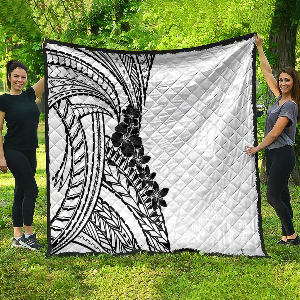 Black White Polynesia Tropical Flowers Quilt LT14 - Polynesian Pride