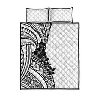 Black White Polynesia Tropical Flowers Quilt Bed Set