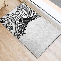 Black White Polynesia Tropical Flowers Rubber Doormat LT14 - Polynesian Pride