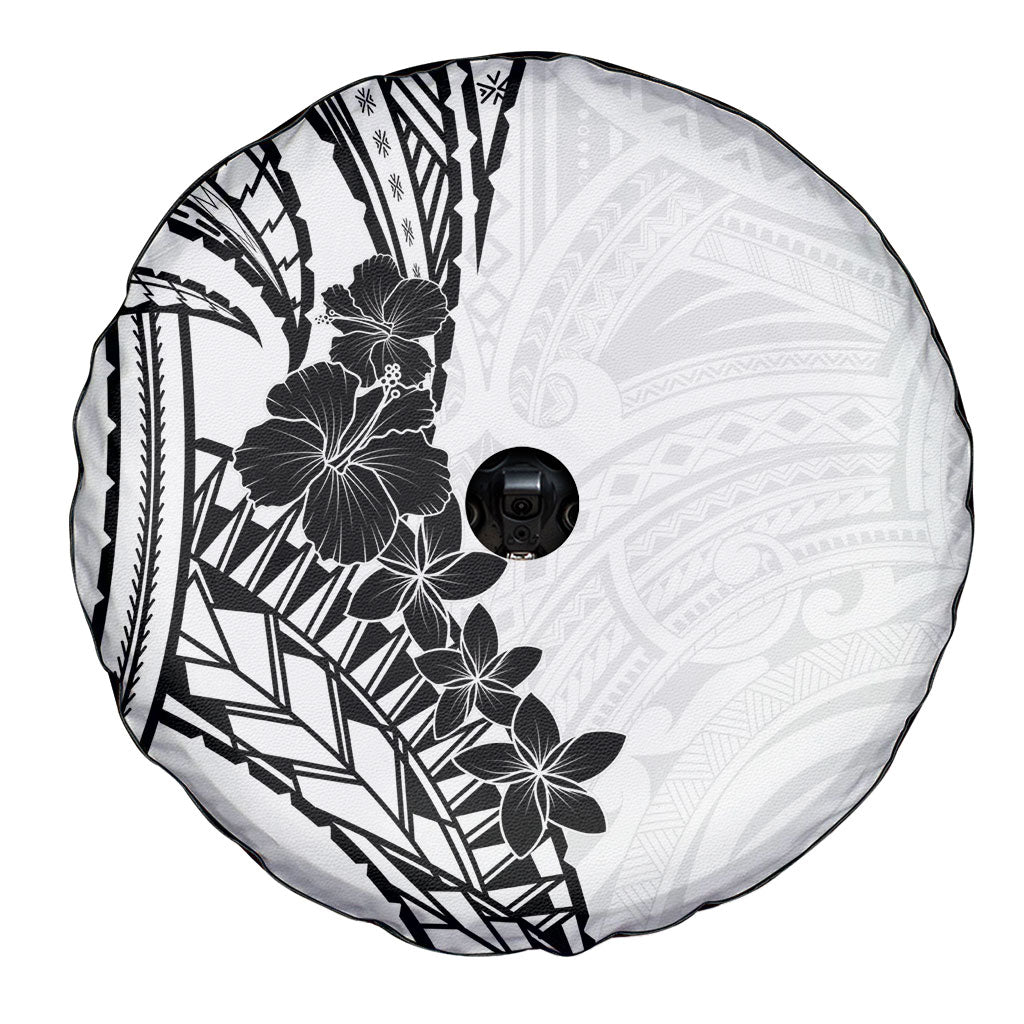 Black White Polynesia Tropical Flowers Spare Tire Cover LT14 - Polynesian Pride