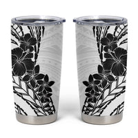 Black White Polynesia Tropical Flowers Tumbler Cup LT14 White - Polynesian Pride