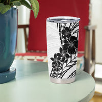 Black White Polynesia Tropical Flowers Tumbler Cup LT14 - Polynesian Pride