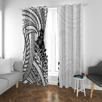 Black White Polynesia Tropical Flowers Window Curtain LT14 With Grommets White - Polynesian Pride