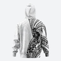 Black White Polynesia Tropical Flowers Zip Hoodie LT14 - Polynesian Pride