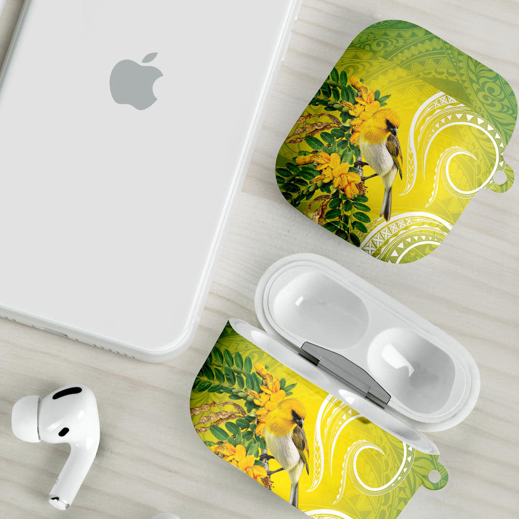 Hawaii Palila Mamane AirPods Case Hawaiian Honeycreeper With Native Flower LT14 - Polynesian Pride