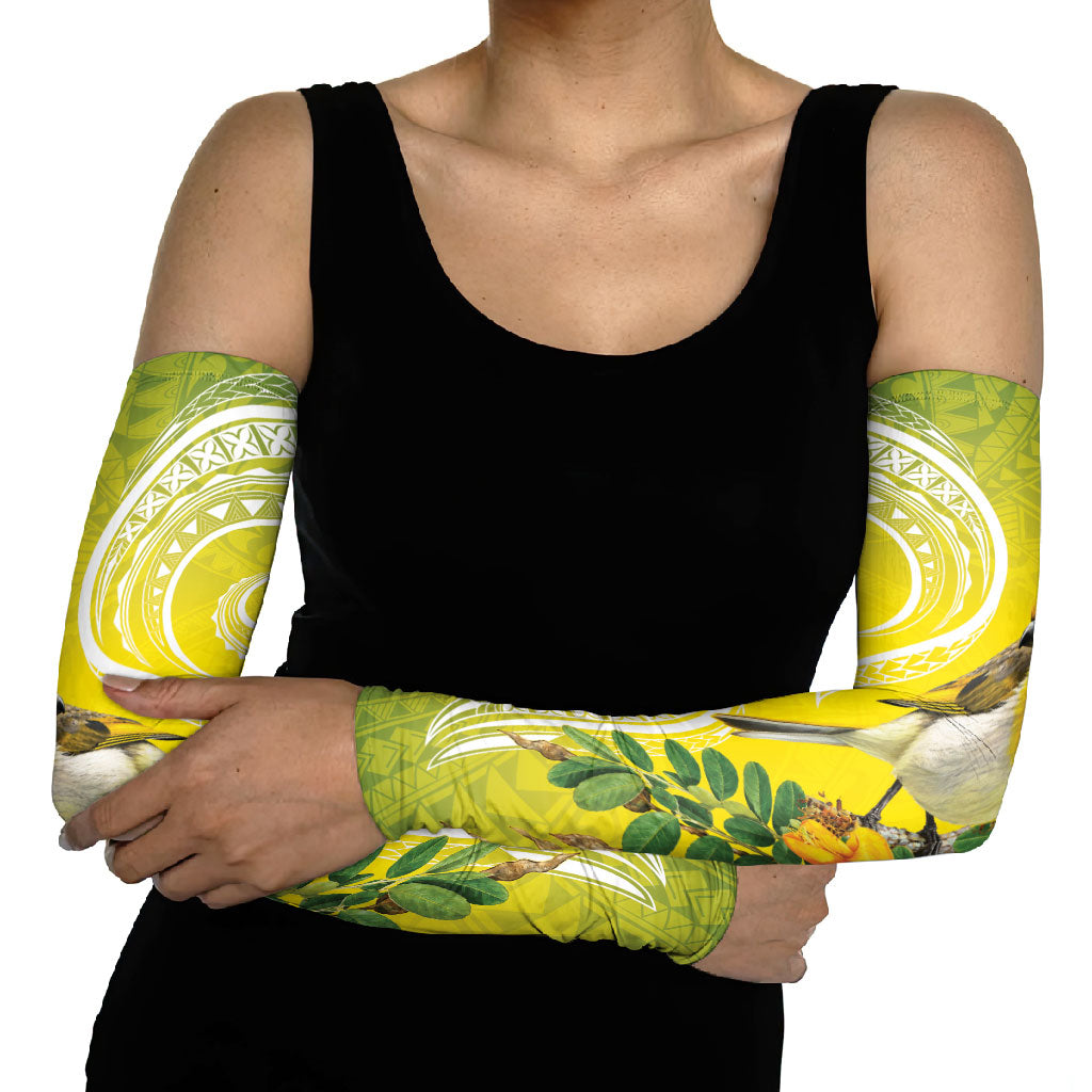 Hawaii Palila Mamane Arm Sleeves Hawaiian Honeycreeper With Native Flower LT14 - Polynesian Pride