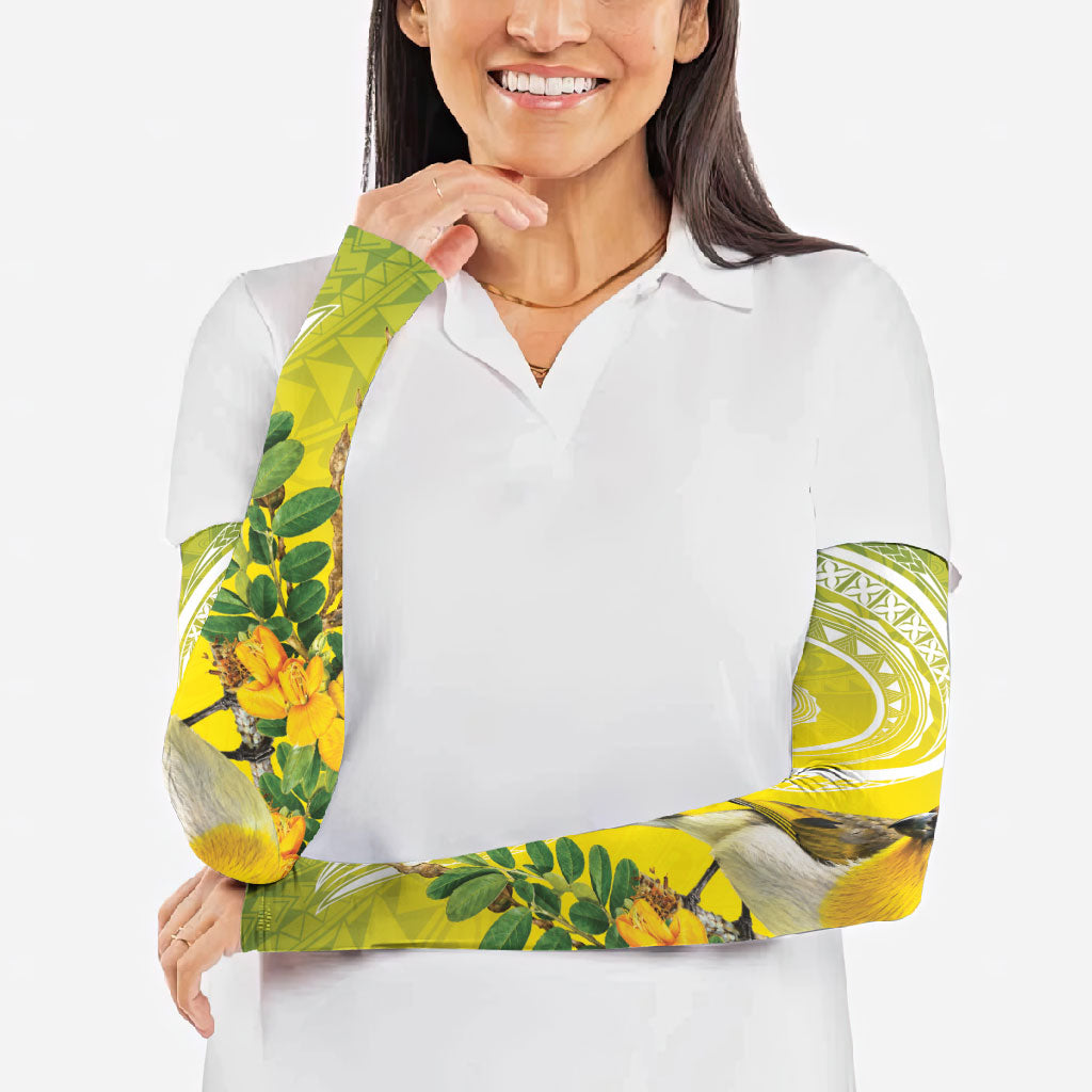 Hawaii Palila Mamane Arm Sleeves Hawaiian Honeycreeper With Native Flower LT14 - Polynesian Pride