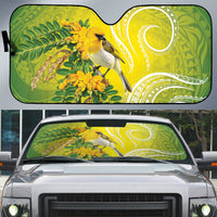 Hawaii Palila Mamane Auto Sun Shade Hawaiian Honeycreeper With Native Flower LT14 Green - Polynesian Pride