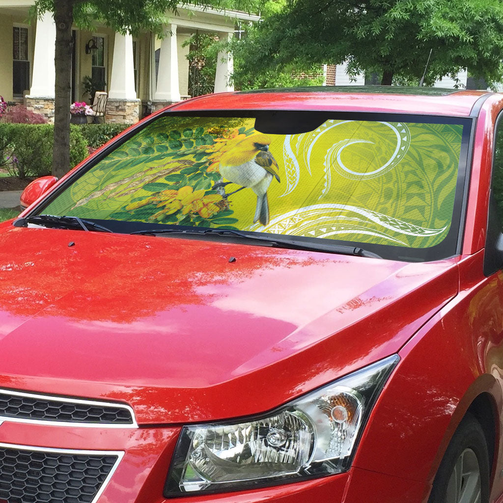 Hawaii Palila Mamane Auto Sun Shade Hawaiian Honeycreeper With Native Flower LT14 - Polynesian Pride