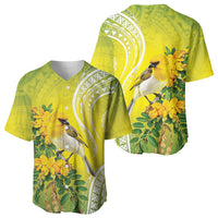 Hawaii Palila Mamane Baseball Jersey Hawaiian Honeycreeper With Native Flower LT14 - Polynesian Pride