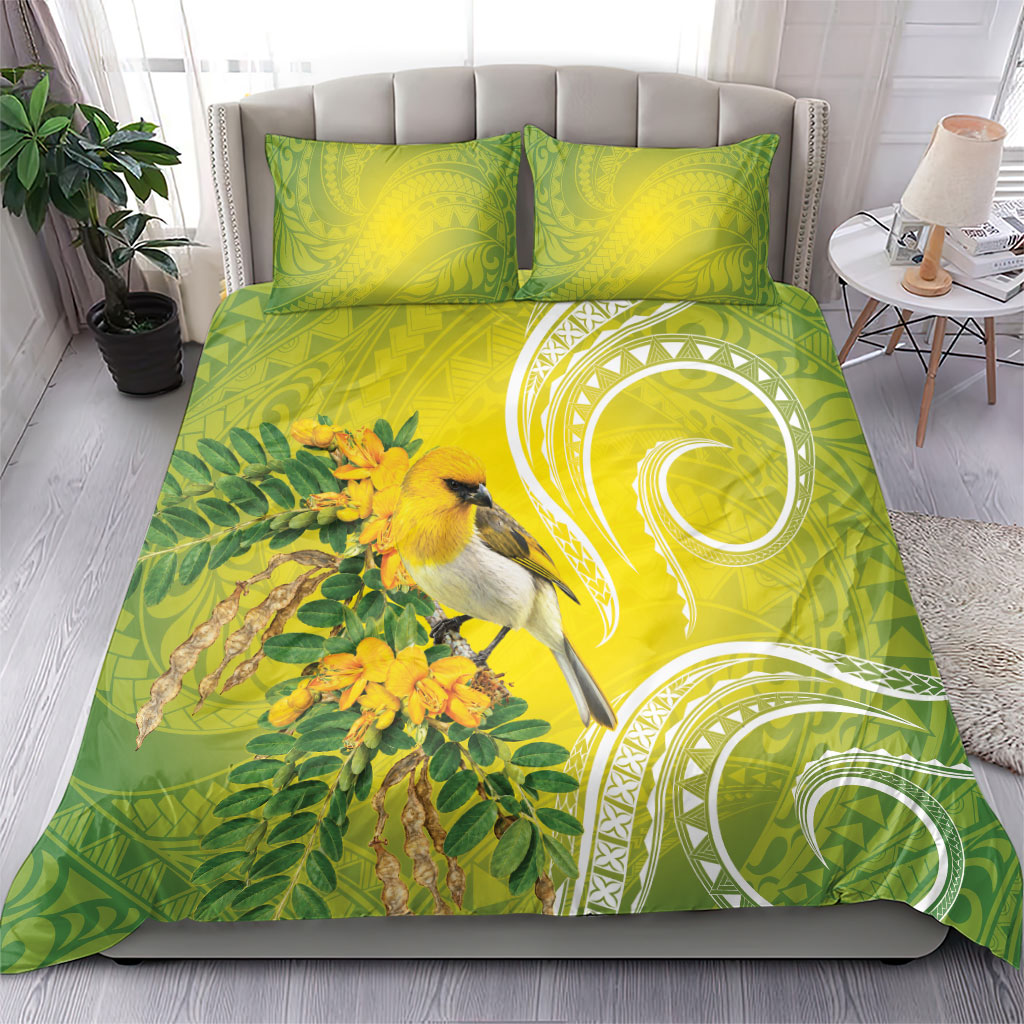 Hawaii Palila Mamane Bedding Set Hawaiian Honeycreeper With Native Flower LT14 - Polynesian Pride
