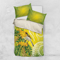 Hawaii Palila Mamane Bedding Set Hawaiian Honeycreeper With Native Flower LT14 US Twin 172cm x 218cm Green - Polynesian Pride