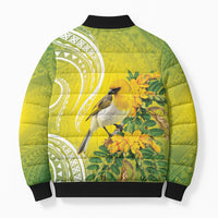 Hawaii Palila Mamane Bomber Puffer Jacket Hawaiian Honeycreeper With Native Flower LT14 - Polynesian Pride