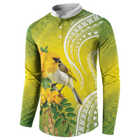 Hawaii Palila Mamane Button Sweatshirt Hawaiian Honeycreeper With Native Flower LT14 - Polynesian Pride
