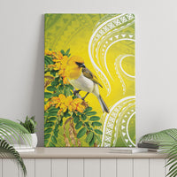 Hawaii Palila Mamane Canvas Wall Art Hawaiian Honeycreeper With Native Flower LT14 - Polynesian Pride
