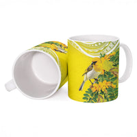 Hawaii Palila Mamane Ceramic Mug Hawaiian Honeycreeper With Native Flower