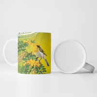 Hawaii Palila Mamane Ceramic Mug Hawaiian Honeycreeper With Native Flower