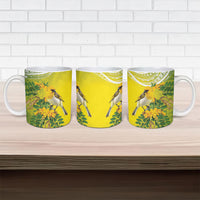 Hawaii Palila Mamane Ceramic Mug Hawaiian Honeycreeper With Native Flower