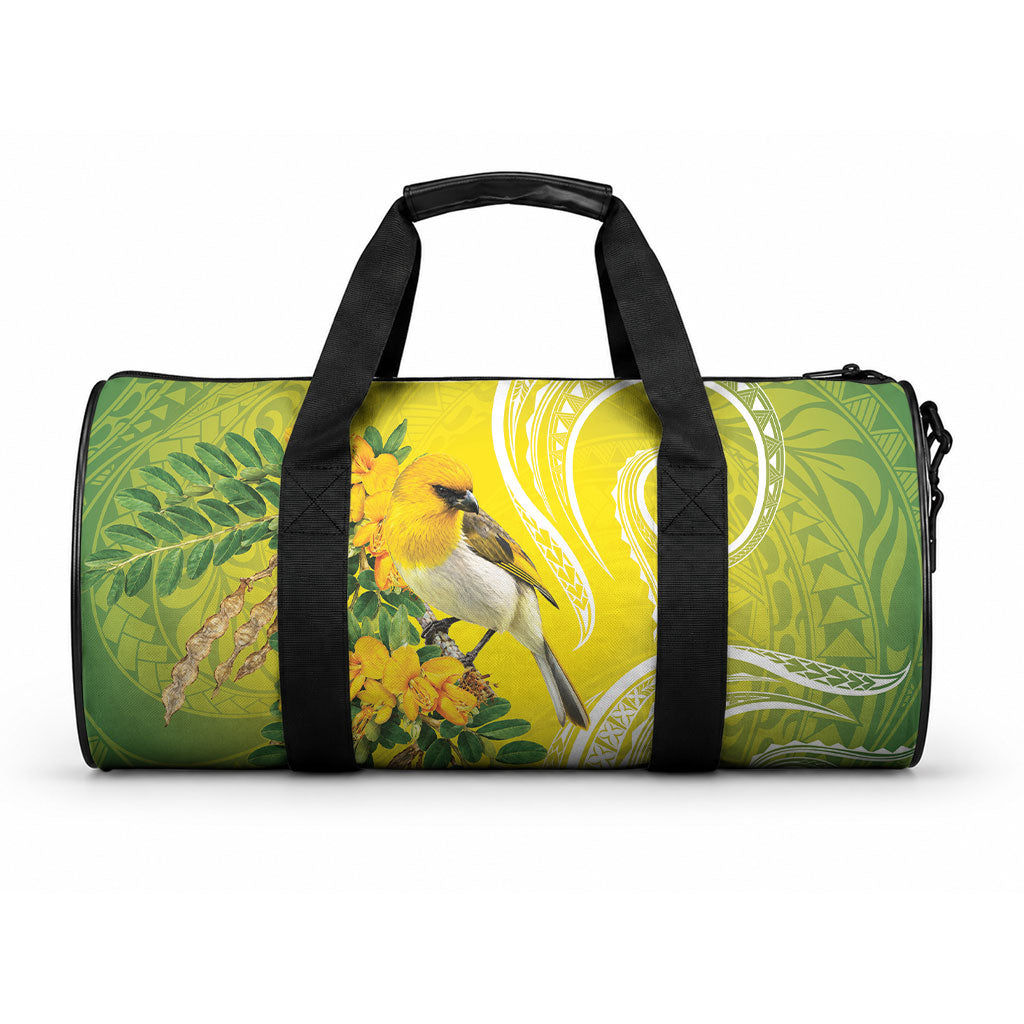 Hawaii Palila Mamane Duffle Bag Hawaiian Honeycreeper With Native Flower LT14 One size Green - Polynesian Pride