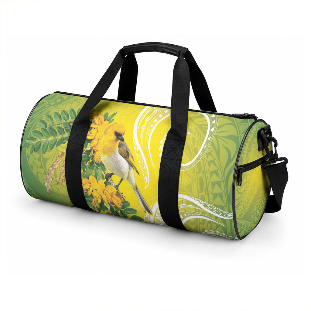 Hawaii Palila Mamane Duffle Bag Hawaiian Honeycreeper With Native Flower LT14 - Polynesian Pride