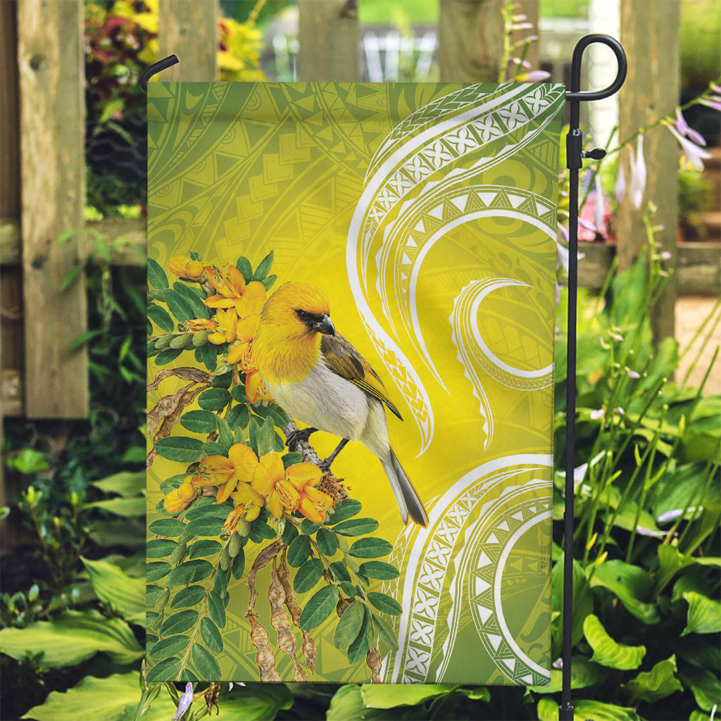 Hawaii Palila Mamane Garden Flag Hawaiian Honeycreeper With Native Flower LT14 Garden Flag Green - Polynesian Pride