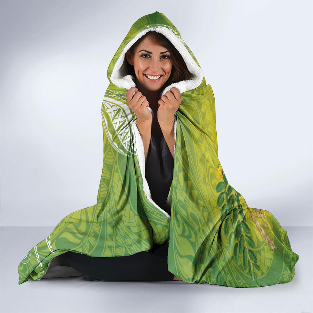 Hawaii Palila Mamane Hooded Blanket Hawaiian Honeycreeper With Native Flower LT14 - Polynesian Pride
