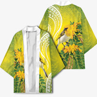 Hawaii Palila Mamane Kimono Hawaiian Honeycreeper With Native Flower LT14 - Polynesian Pride
