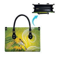 Hawaii Palila Mamane Leather Bag Hawaiian Honeycreeper With Native Flower LT14 - Polynesian Pride