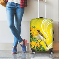 Hawaii Palila Mamane Luggage Cover Hawaiian Honeycreeper With Native Flower LT14 - Polynesian Pride