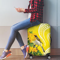 Hawaii Palila Mamane Luggage Cover Hawaiian Honeycreeper With Native Flower LT14 - Polynesian Pride