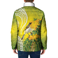Hawaii Palila Mamane Padded Jacket Hawaiian Honeycreeper With Native Flower