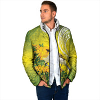 Hawaii Palila Mamane Padded Jacket Hawaiian Honeycreeper With Native Flower