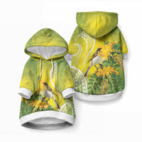 Hawaii Palila Mamane Pet Hoodie Hawaiian Honeycreeper With Native Flower LT14 Pullover Green - Polynesian Pride