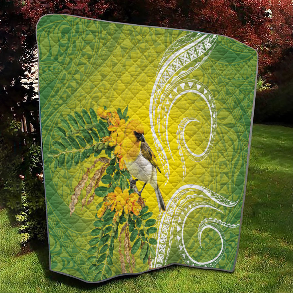 Hawaii Palila Mamane Quilt Hawaiian Honeycreeper With Native Flower LT14 - Polynesian Pride