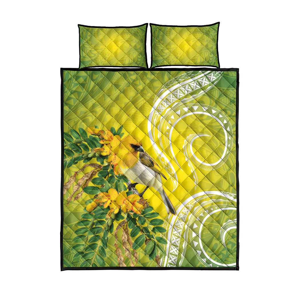 Hawaii Palila Mamane Quilt Bed Set Hawaiian Honeycreeper With Native Flower LT14 - Polynesian Pride
