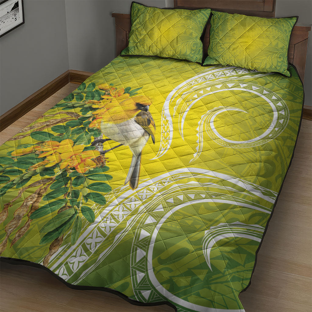 Hawaii Palila Mamane Quilt Bed Set Hawaiian Honeycreeper With Native Flower LT14 - Polynesian Pride