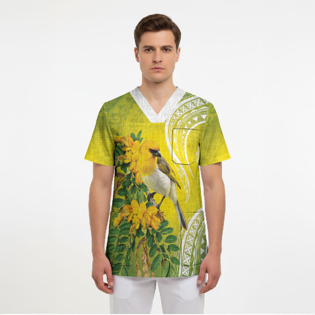 Hawaii Palila Mamane Scrub Top Hawaiian Honeycreeper With Native Flower LT14 - Polynesian Pride