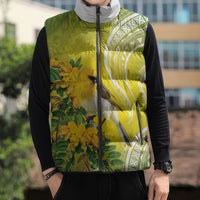 Hawaii Palila Mamane Sleeveless Puffer Jacket Hawaiian Honeycreeper With Native Flower LT14 - Polynesian Pride