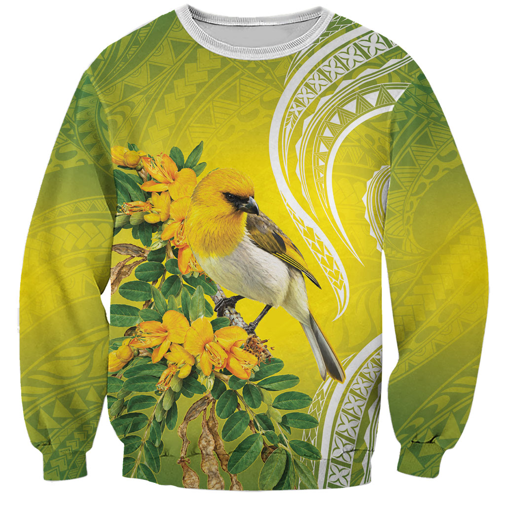 Hawaii Palila Mamane Sweatshirt Hawaiian Honeycreeper With Native Flower