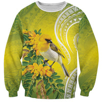 Hawaii Palila Mamane Sweatshirt Hawaiian Honeycreeper With Native Flower