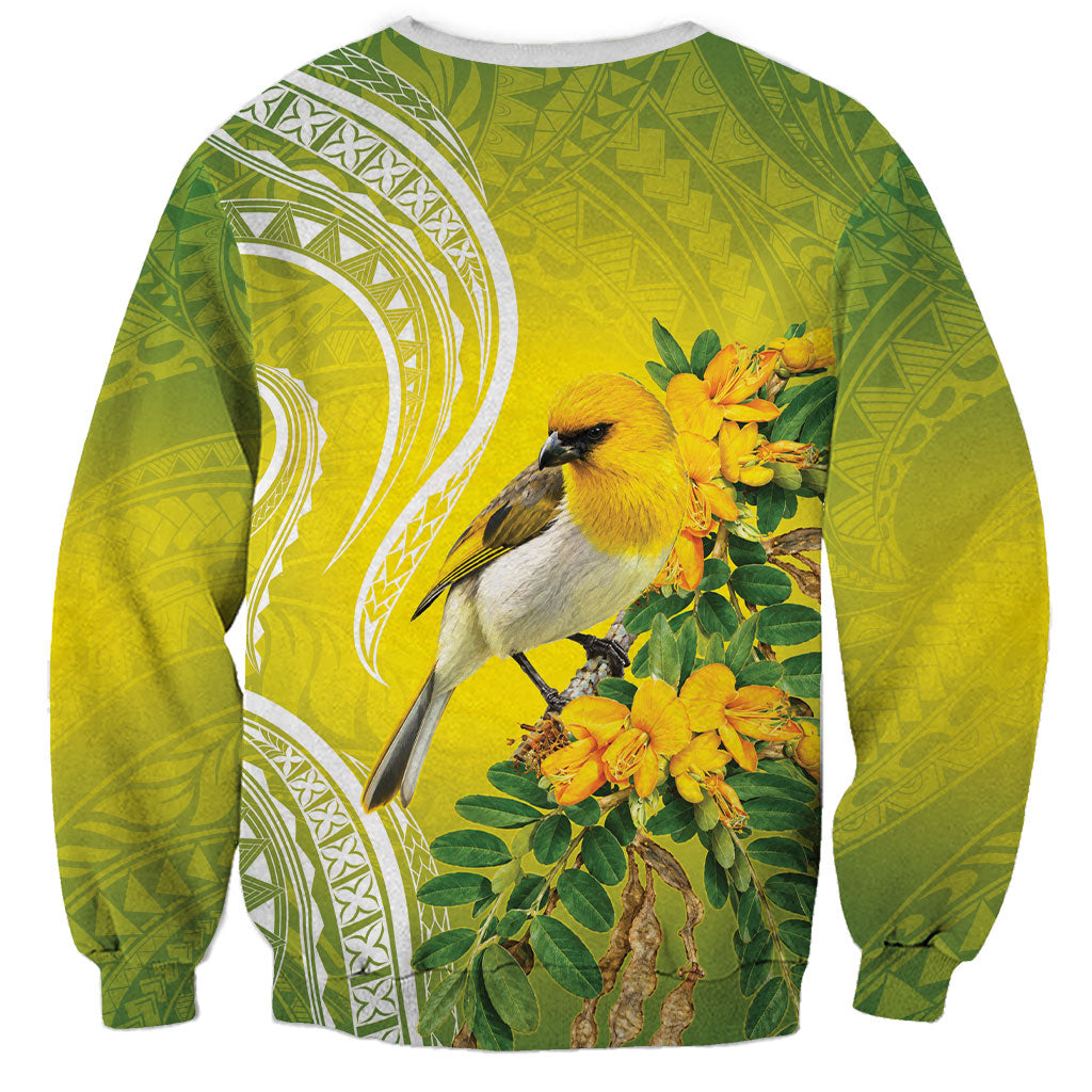 Hawaii Palila Mamane Sweatshirt Hawaiian Honeycreeper With Native Flower