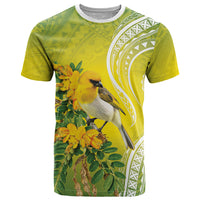 Hawaii Palila Mamane T Shirt Hawaiian Honeycreeper With Native Flower LT14 Green - Polynesian Pride