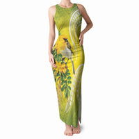Hawaii Palila Mamane Tank Maxi Dress Hawaiian Honeycreeper With Native Flower LT14 Women Green - Polynesian Pride