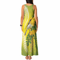Hawaii Palila Mamane Tank Maxi Dress Hawaiian Honeycreeper With Native Flower LT14 - Polynesian Pride