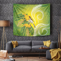 Hawaii Palila Mamane Tapestry Hawaiian Honeycreeper With Native Flower LT14 Green - Polynesian Pride