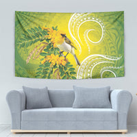Hawaii Palila Mamane Tapestry Hawaiian Honeycreeper With Native Flower LT14 - Polynesian Pride