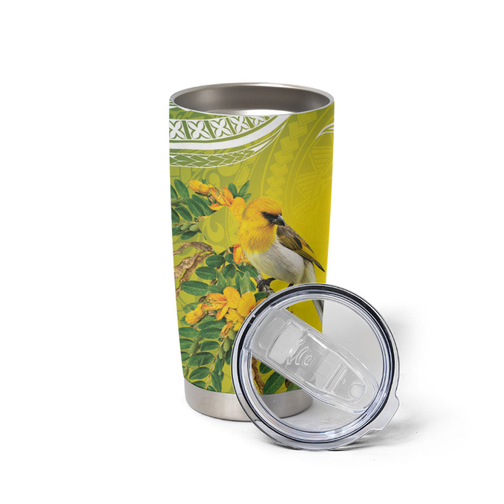 Hawaii Palila Mamane Tumbler Cup Hawaiian Honeycreeper With Native Flower LT14 - Polynesian Pride
