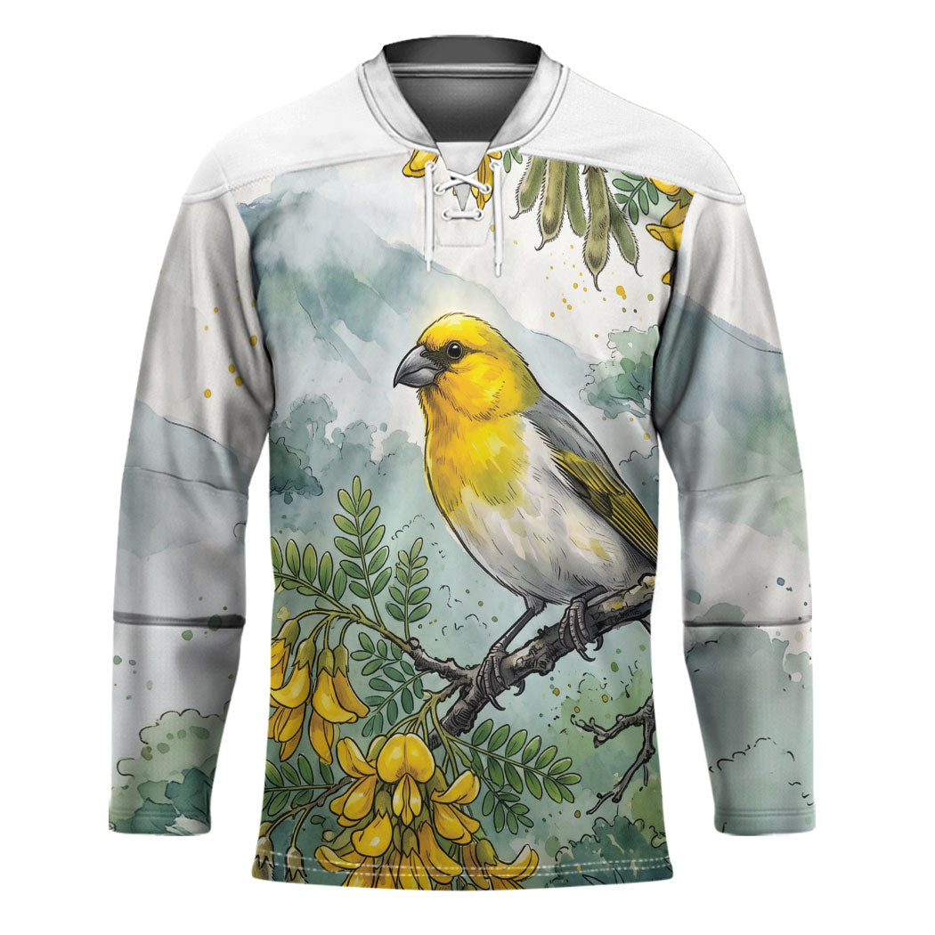 Aloha Hawaii Palila Mamane Watercolor Hockey Jersey LT14 Unisex Watercolor - Polynesian Pride
