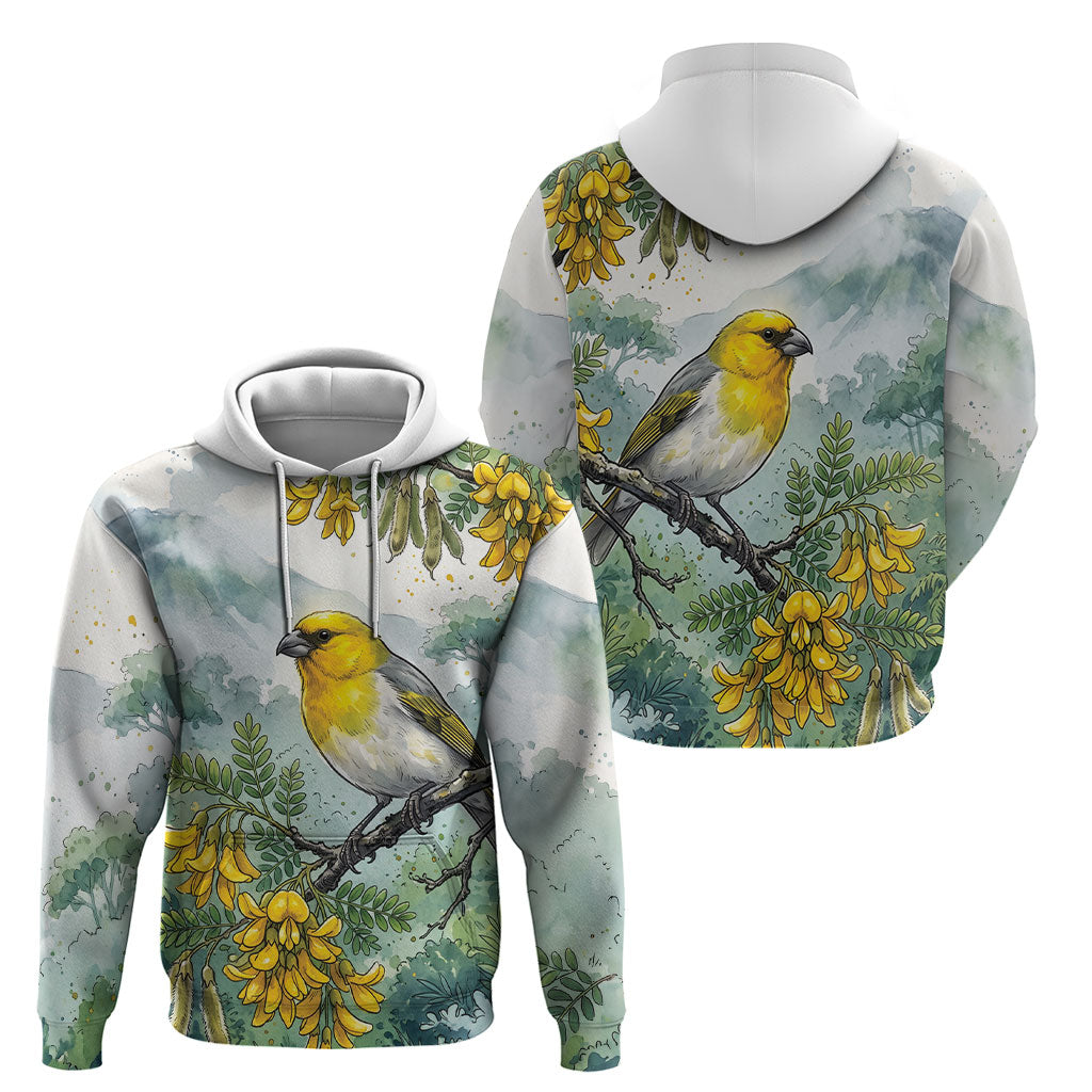 Aloha Hawaii Palila Mamane Watercolor Hoodie